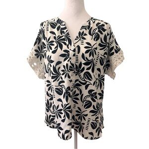 Chic Black and White Floral Blouse